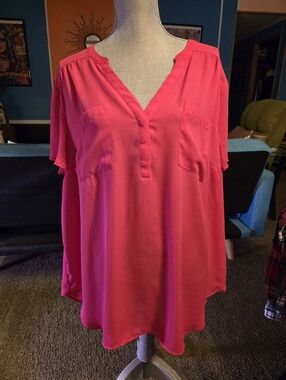 Torrid 3 Harper V Neck Flutter Sleeve Blouse Top Shirt US Plus Size 3x 22-24
